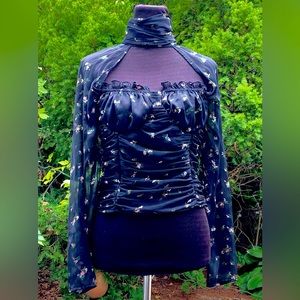 bustier cutout crop rouched blouse